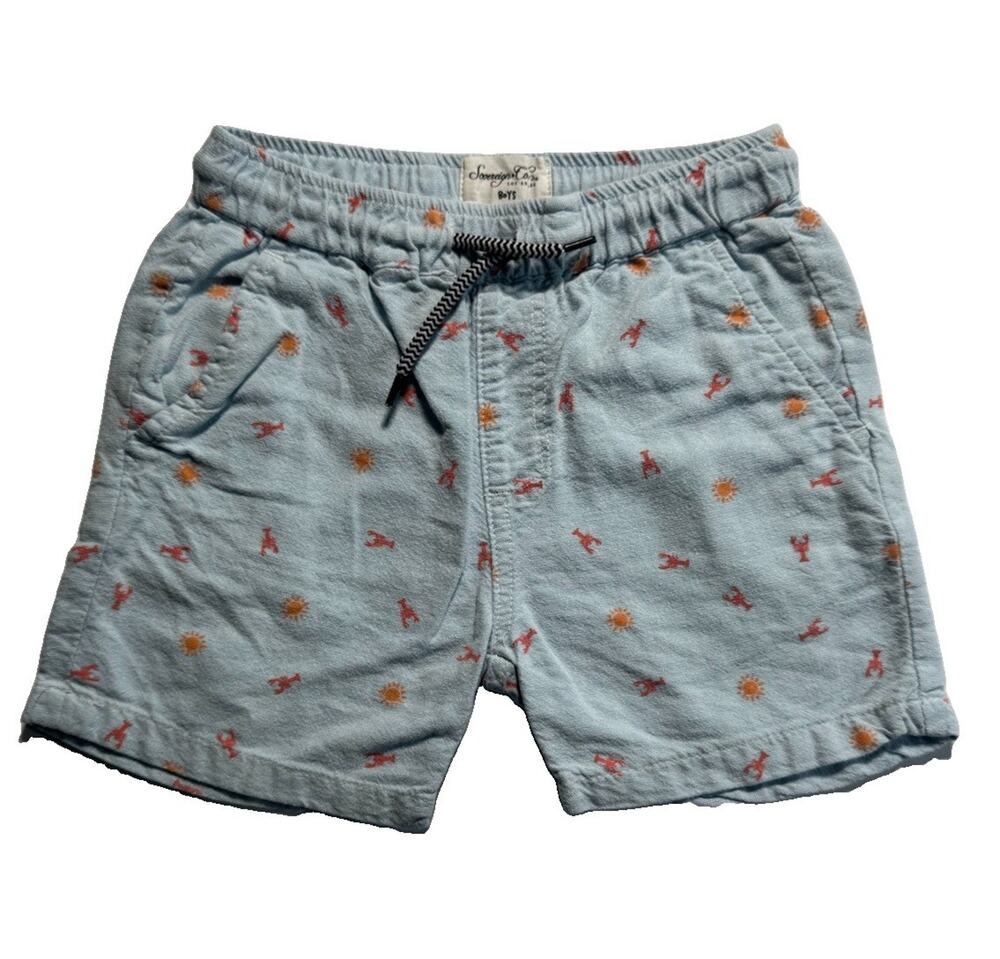 Sovereign Code Boys Size 4 Light Blue Sunny Lobster Print Drawstring Shorts